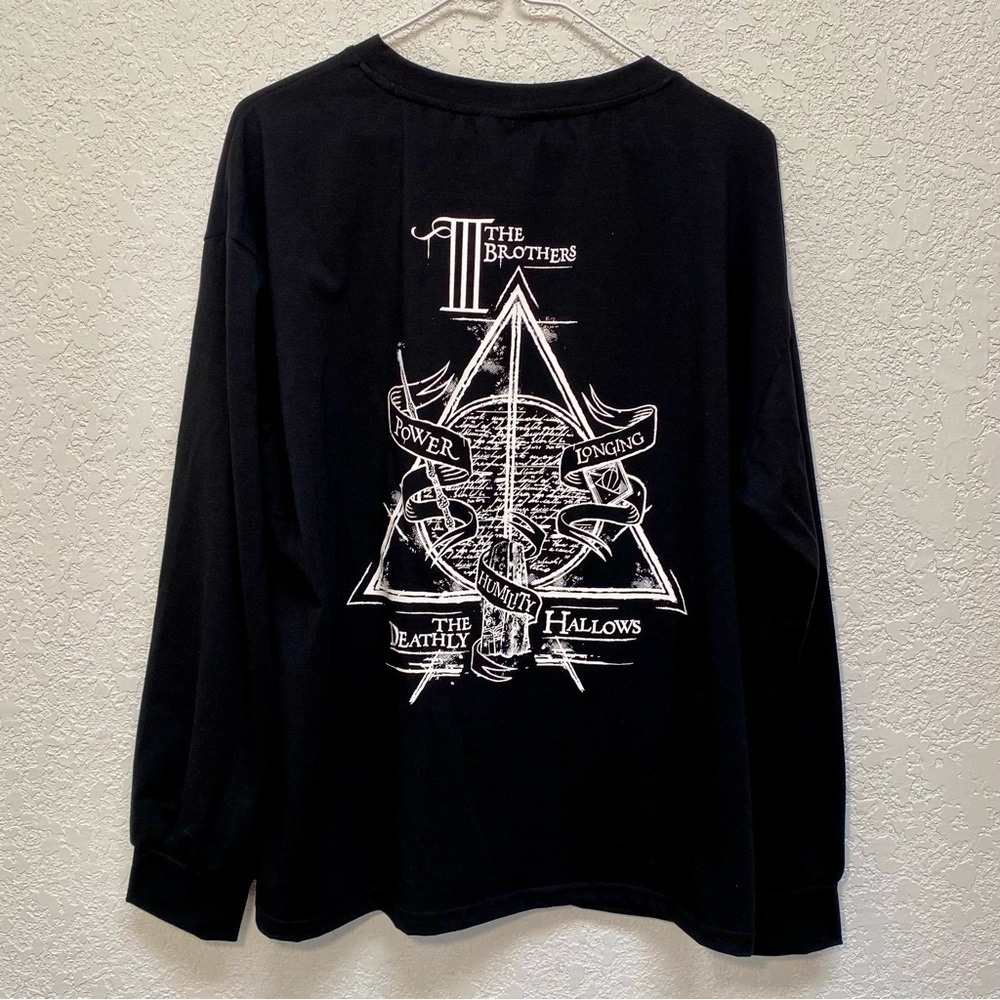 Harry Potter T-Shirt Adult Large Black The Deathly Hallows Long Sleeve Tee Shirt
